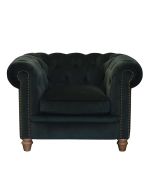 Fauteuil chesterfield en velours bleu -Galway