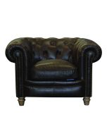 Fauteuil chesterfield en cuir marron - Galway