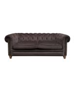Canapé chesterfield 2 places en tissu marron - Galway