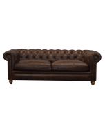 Canapé chesterfield 4 places en cuir marron - Galway