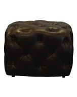 Pouf capitonné en cuir marron - Canterbury
