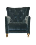 Fauteuil Club capitonné en velours bleu - Princeton
