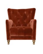 Fauteuil capitonné en velours orange - Princeton