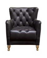 Fauteuil en cuir capitonné noir - Princeton