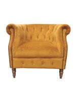 Fauteuil club en velours jaune - Victoria