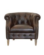Fauteuil marron en cuir- Victoria