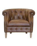 Fauteuil en cuir marron - Victoria