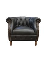 Fauteuil club en cuir noir - Victoria