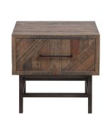 Table de chevet industrielle en bois recyclé naturel grisé - Empreintes