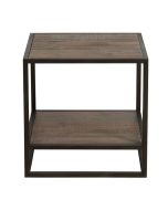 Bout de canapé industriel en bois recyclé naturel grisé et métal - Manufacture