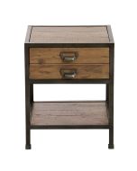Table de chevet industrielle en bois naturel grisé recyclé et métal - Manufacture