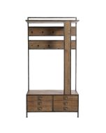 Meuble d'entrée industriel en bois naturel grisé recyclé et métal - Manufacture