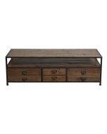 Meuble TV industriel avec rangement en bois recyclé naturel grisé - Manufacture