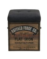 Pouf coffre industriel en bois recyclé naturel grisé - Manufacture