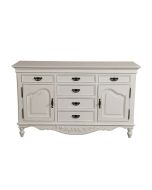 Buffet bas 2 portes 6 tiroirs en bois - Romance