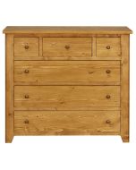 Commode 6 tiroirs en épicéa naturel ciré L102 cm - First