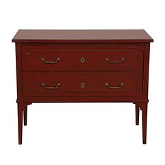 Commode rose 2 tiroirs en pin