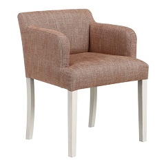 Fauteuil en tissu orange briqué et hévéa massif blanc - Marceau